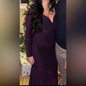 Purple Sequin Long Dress